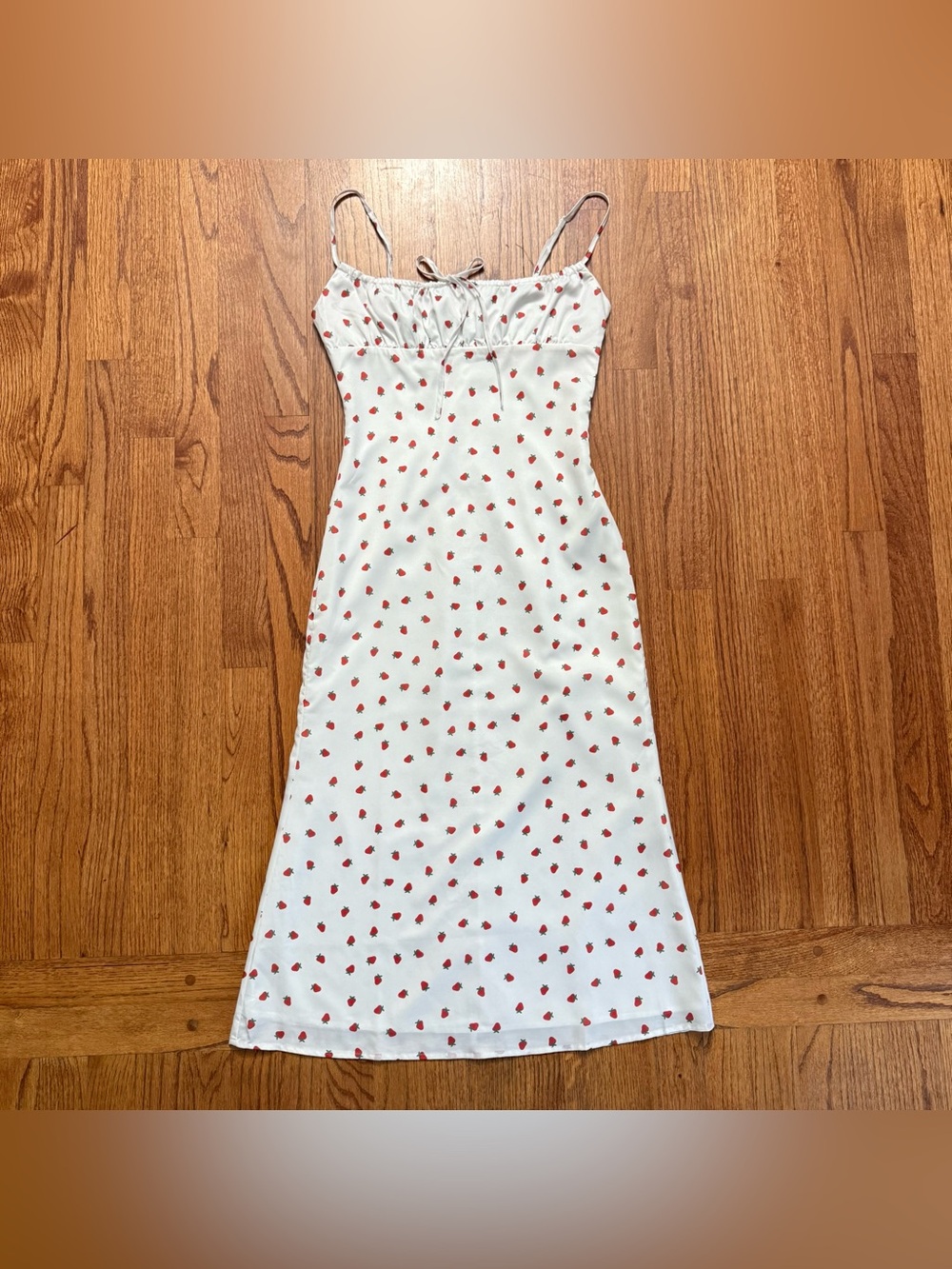 Finesse White Slip Dress with Red Strawberry Print size XS